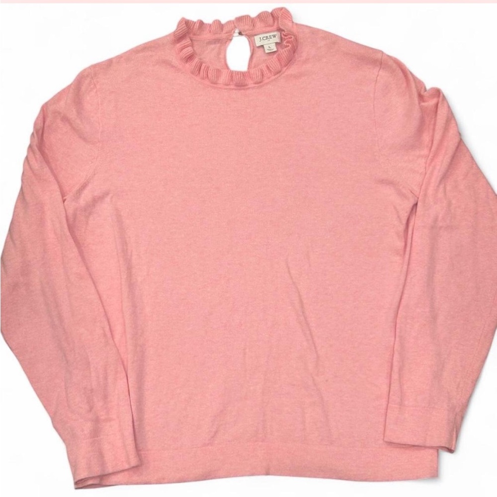 J. Crew Heathered Pink Sweater With Ruffle Neck | Pink